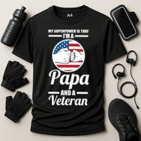 My Superpower Is That I'm A Papa And A Veteran Grandpa Cool Gift Cooling Performance Crew T-Shirt