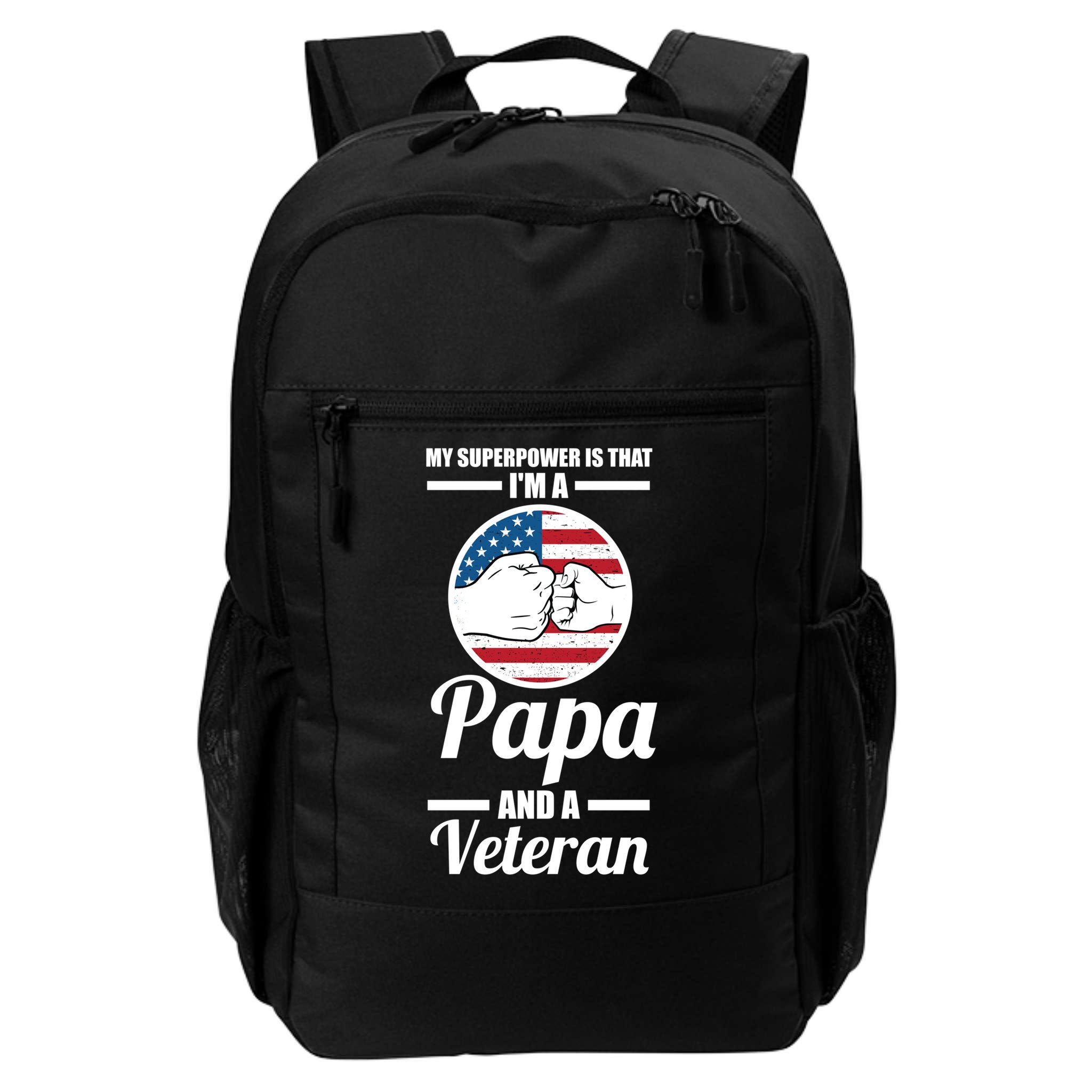 My Superpower Is That I'm A Papa And A Veteran Grandpa Cool Gift Backpack