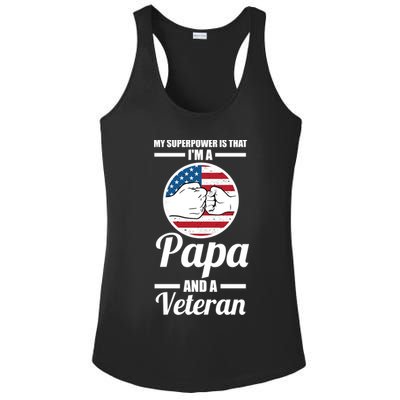 My Superpower Is That I'm A Papa And A Veteran Grandpa Cool Gift Ladies PosiCharge Competitor Racerback Tank