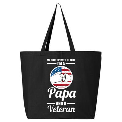 My Superpower Is That I'm A Papa And A Veteran Grandpa Cool Gift 25L Jumbo Tote
