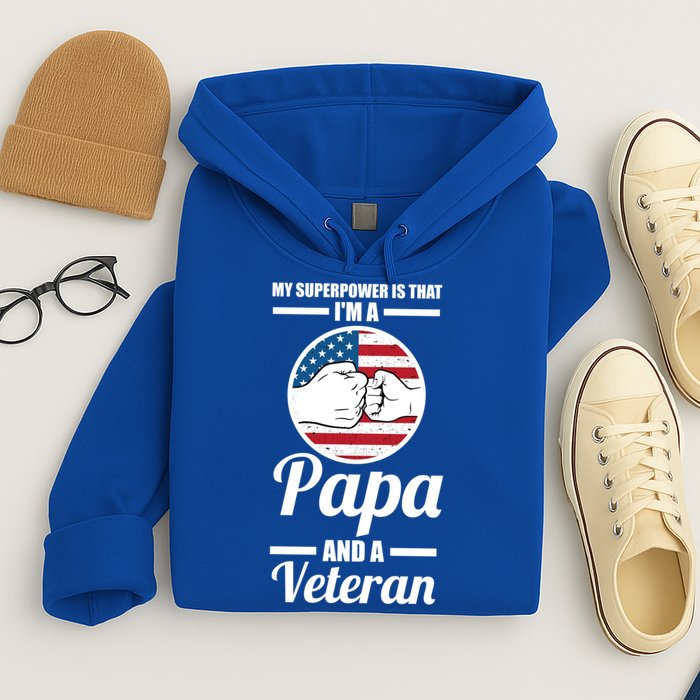 My Superpower Is That I'm A Papa And A Veteran Grandpa Cool Gift Hoodie