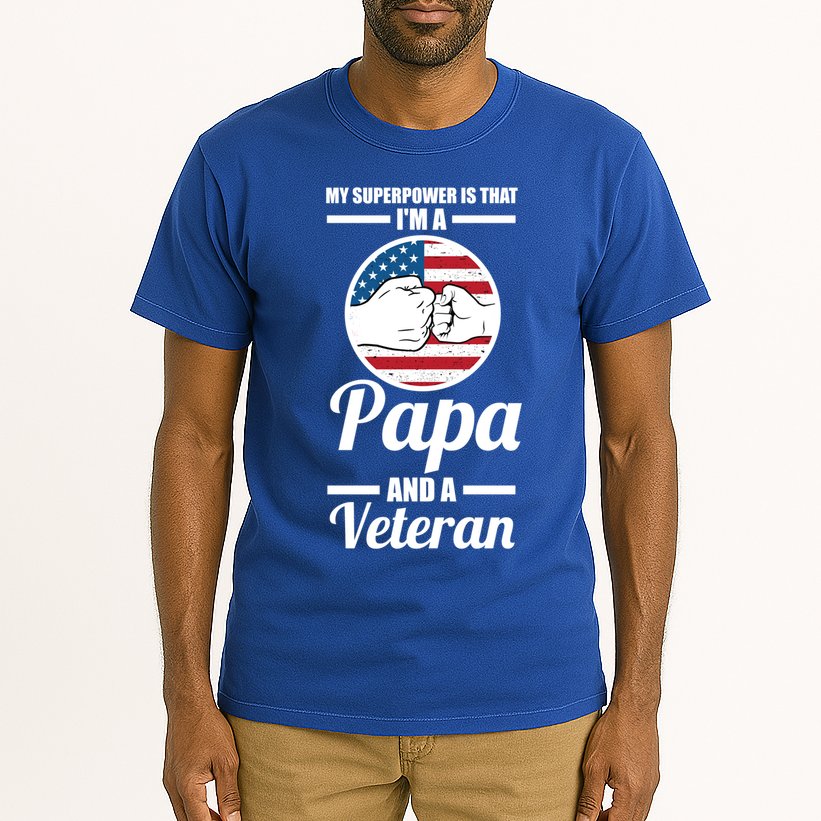 My Superpower Is That I'm A Papa And A Veteran Grandpa Cool Gift Tall T-Shirt