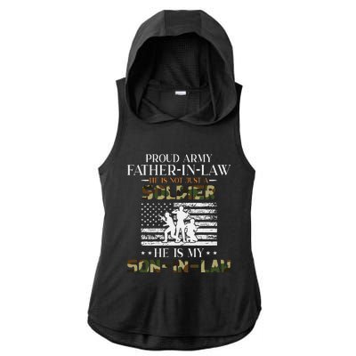 My Son In Law Is A Soldier Hero Proud Army Father In Law Ladies PosiCharge Tri-Blend Wicking Draft Hoodie Tank