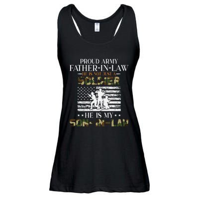 My Son In Law Is A Soldier Hero Proud Army Father In Law Ladies Essential Flowy Tank