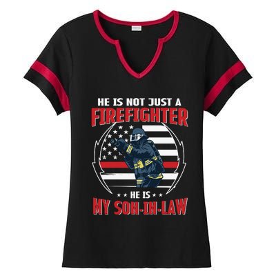 My Son In Law Is A Firefighter Proud Ladies Halftime Notch Neck Tee