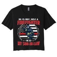 My Son In Law Is A Firefighter Proud Women's Crop Top Tee