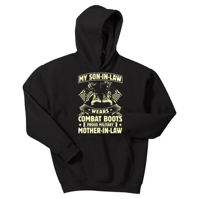 My Son In Law Wears Combat Boots Proud Military Mother In Law Kids Hoodie