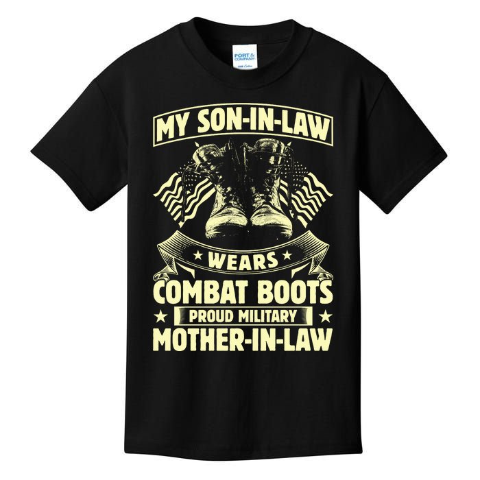 My Son In Law Wears Combat Boots Proud Military Mother In Law Kids T-Shirt