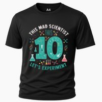 Mad Scientist Is 10 Lets Experiment 10th Birthday Cooling Performance Crew T-Shirt