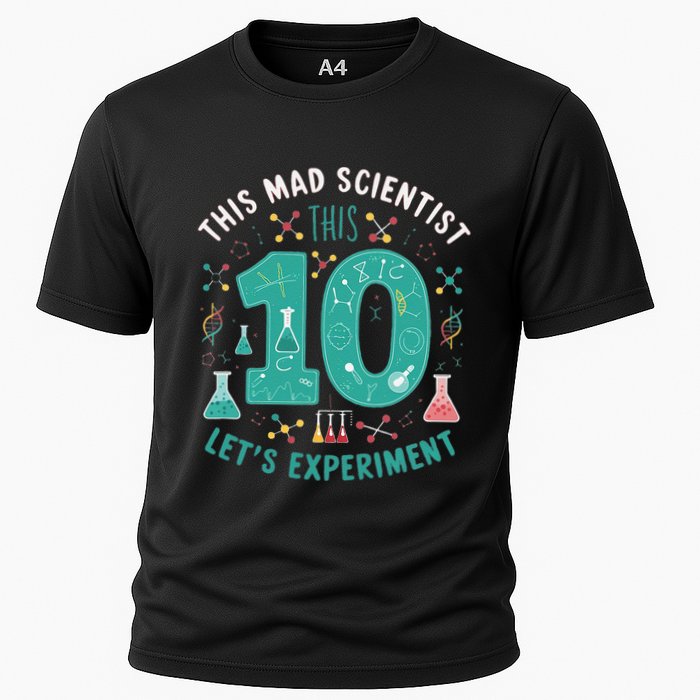 Mad Scientist Is 10 Lets Experiment 10th Birthday Cooling Performance Crew T-Shirt