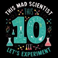 Mad Scientist Is 10 Lets Experiment 10th Birthday Cooling Performance Crew T-Shirt