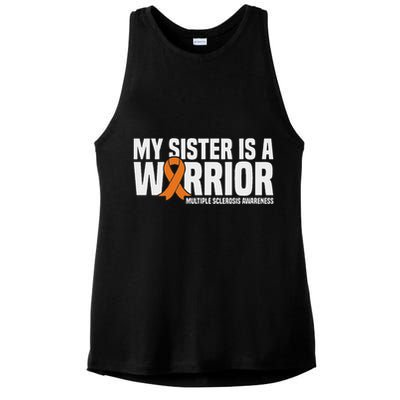 My Sister Is A Warrior Ms Multiple Sclerosis Awareness Ladies PosiCharge Tri-Blend Wicking Tank