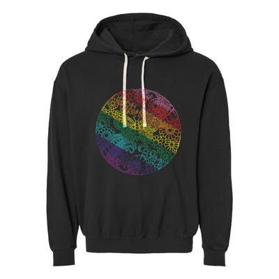 Mandala Symbol In Rainbow Colors Garment-Dyed Fleece Hoodie