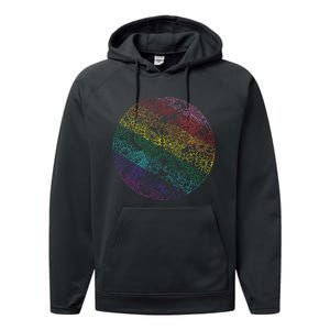 Mandala Symbol In Rainbow Colors Performance Fleece Hoodie