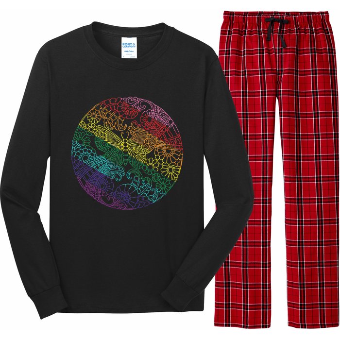 Mandala Symbol In Rainbow Colors Long Sleeve Pajama Set