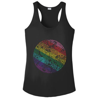 Mandala Symbol In Rainbow Colors Ladies PosiCharge Competitor Racerback Tank