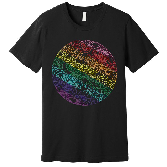 Mandala Symbol In Rainbow Colors Premium T-Shirt