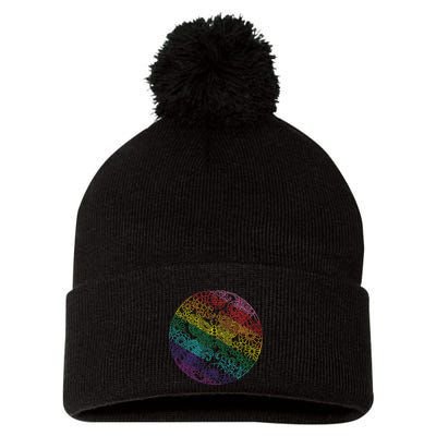 Mandala Symbol In Rainbow Colors Pom Pom 12in Knit Beanie