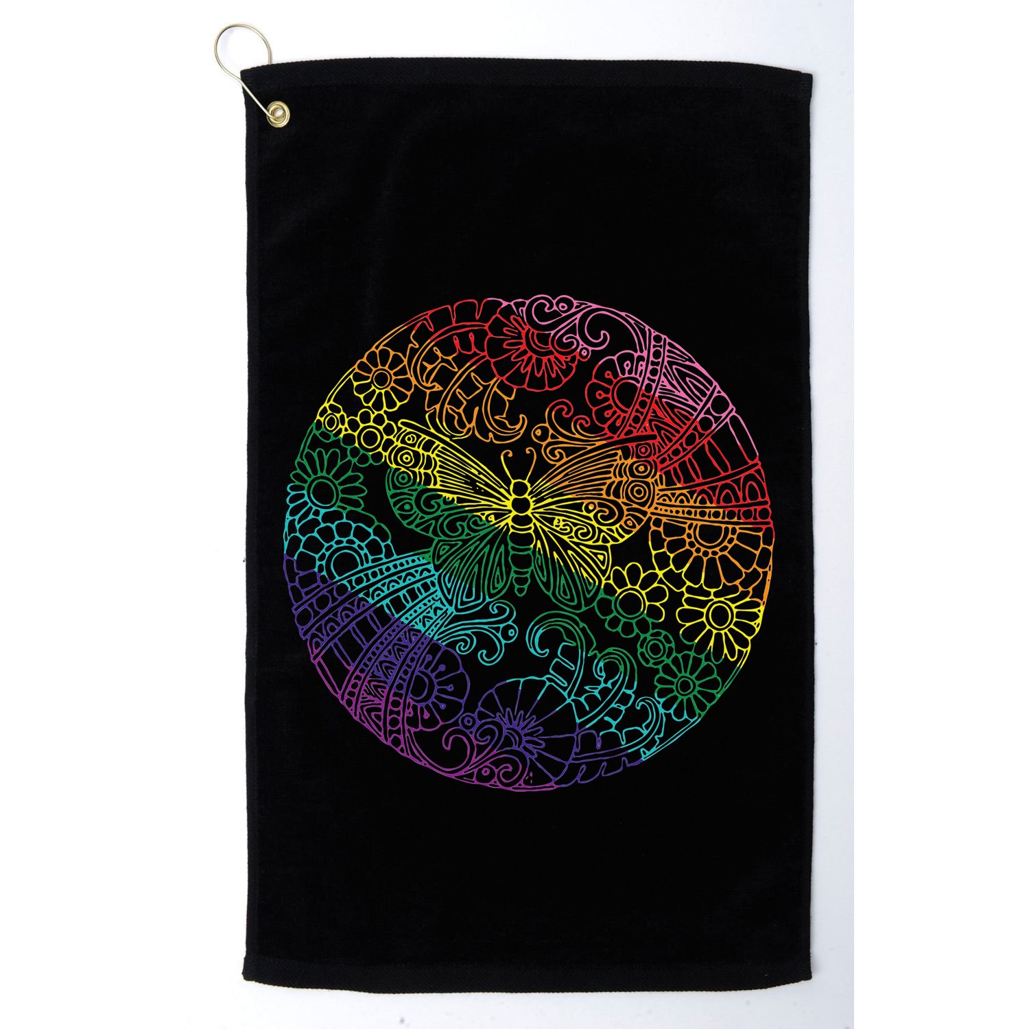 Mandala Symbol In Rainbow Colors Golf Towel