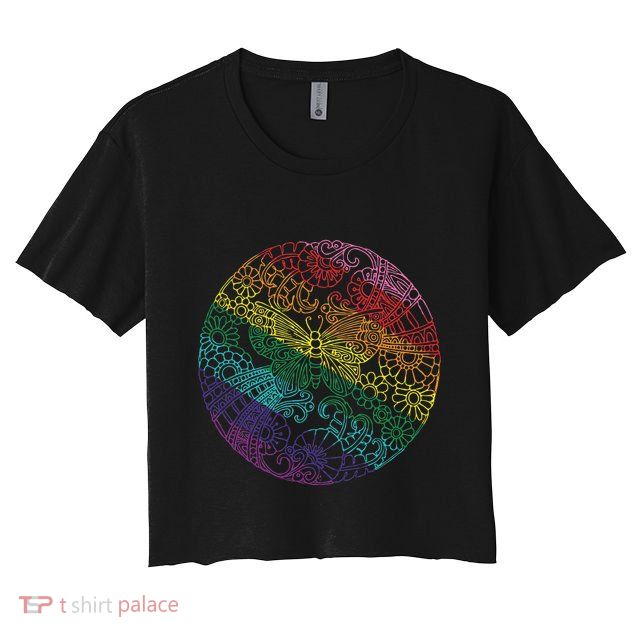 Mandala Symbol In Rainbow Colors Crop Top