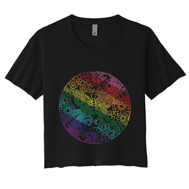 Mandala Symbol In Rainbow Colors Crop Top