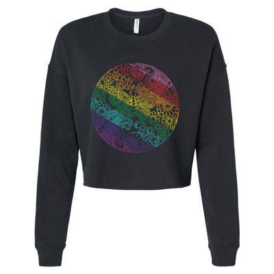 Mandala Symbol In Rainbow Colors Cropped Pullover Crew