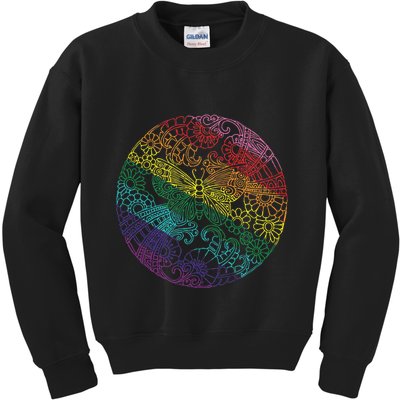 Mandala Symbol In Rainbow Colors Kids Sweatshirt
