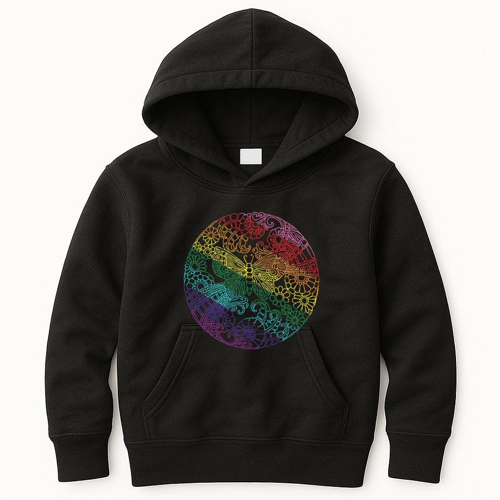 Mandala Symbol In Rainbow Colors Kids Hoodie