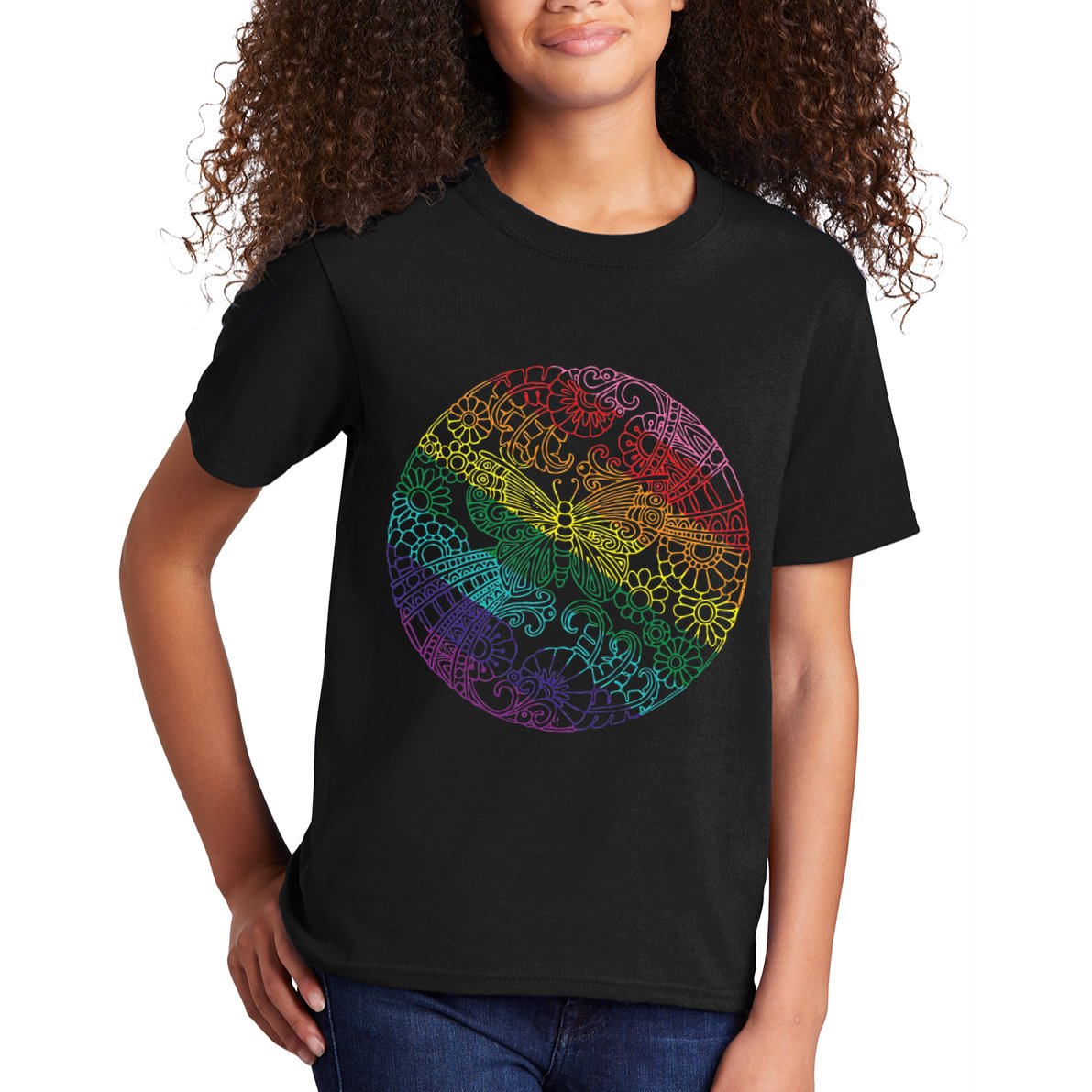Mandala Symbol In Rainbow Colors Kids T-Shirt
