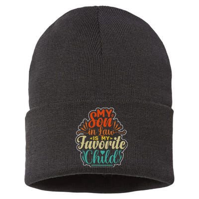 My Son In Law Is My Favorite Child Funny Family Humor Retro Sustainable Knit Beanie