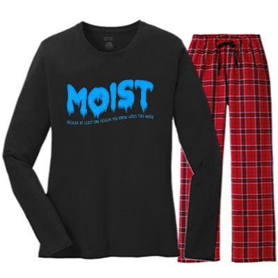 Moist Sarcastic Inappropriate Women's Long Sleeve Flannel Pajama Set 