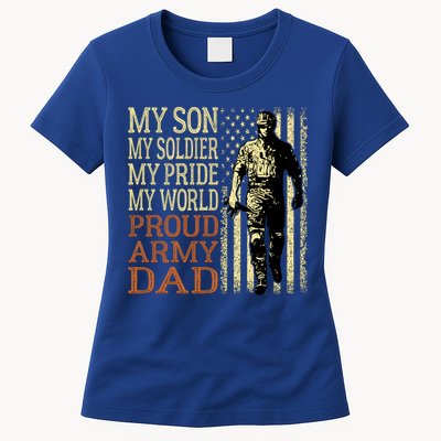 My Son Is A Soldier Hero Proud Army Dad Us Military Father Funny Gift Womens T-Shirt