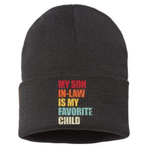 My Son in Law Is My Favorite Child Funny Family Humor Retro Sustainable Knit Beanie