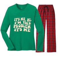 Meme Shirt It's Me, Hi I'm The Problem Funny Saying Humor Saying Women's Long Sleeve Flannel Pajama Set 