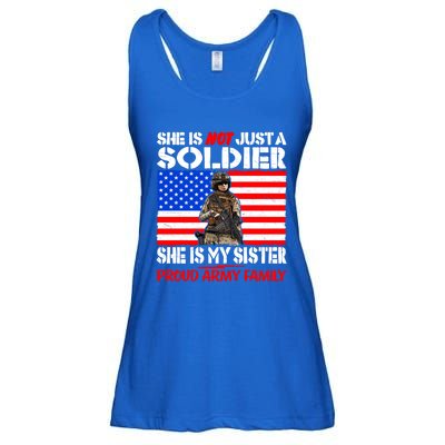 My Sister Is A Soldier Proud Army Family Cool Gift Military Sibling Gift Ladies Essential Flowy Tank