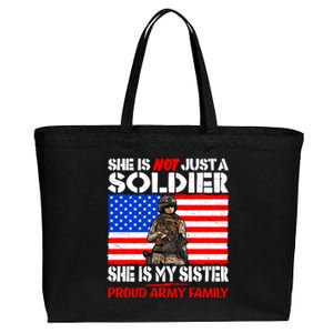 My Sister Is A Soldier Proud Army Family Cool Gift Military Sibling Gift Cotton Canvas Jumbo Tote