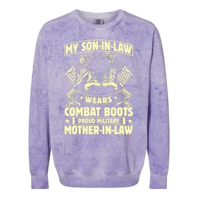 My Son In Law Wears Combat Boots Proud Military Mother In Law Colorblast Crewneck Sweatshirt