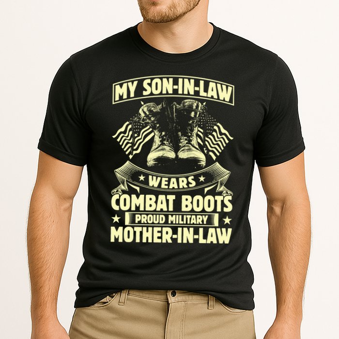 My Son In Law Wears Combat Boots Proud Military Mother In Law Cooling Performance Crew T-Shirt