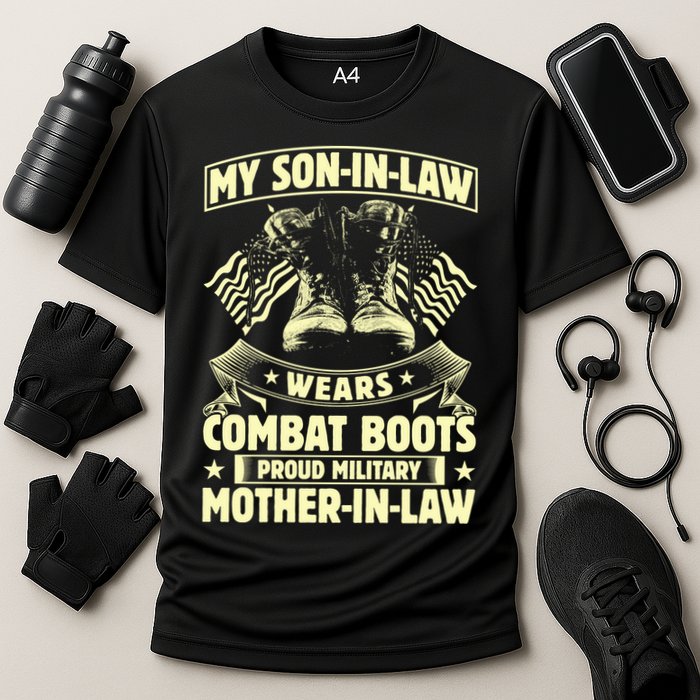 My Son In Law Wears Combat Boots Proud Military Mother In Law Cooling Performance Crew T-Shirt