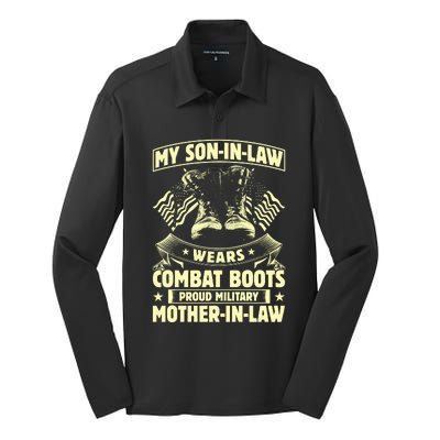 My Son In Law Wears Combat Boots Proud Military Mother In Law Silk Touch Performance Long Sleeve Polo