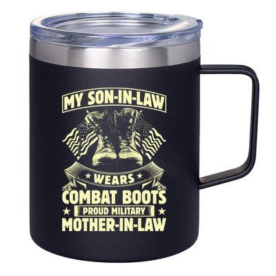 My Son In Law Wears Combat Boots Proud Military Mother In Law 12oz Stainless Steel Coffee Mug