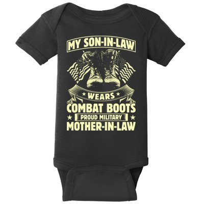 My Son In Law Wears Combat Boots Proud Military Mother In Law Baby Bodysuit