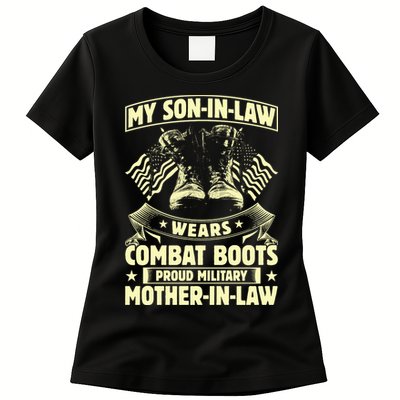 My Son In Law Wears Combat Boots Proud Military Mother In Law Womens T-Shirt