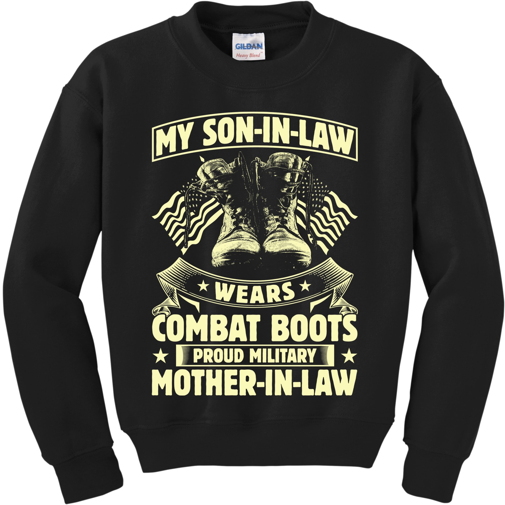 My Son In Law Wears Combat Boots Proud Military Mother In Law Kids Sweatshirt