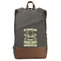 My Son In Law Wears Combat Boots Proud Military Mother In Law Cotton Canvas Backpack