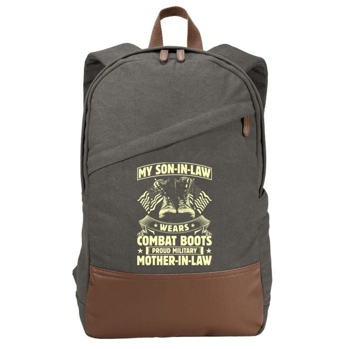 My Son In Law Wears Combat Boots Proud Military Mother In Law Cotton Canvas Backpack
