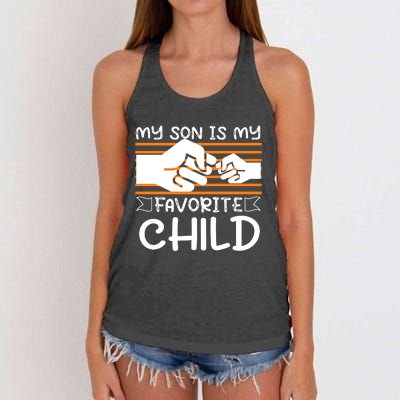 My Son Is My Favorite Child Funny Women's Knotted Racerback Tank