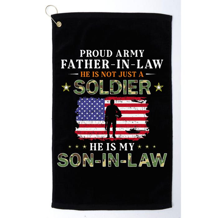 My SonInLaw Is A Soldier HeroProud Army FatherInLaw Golf Towel