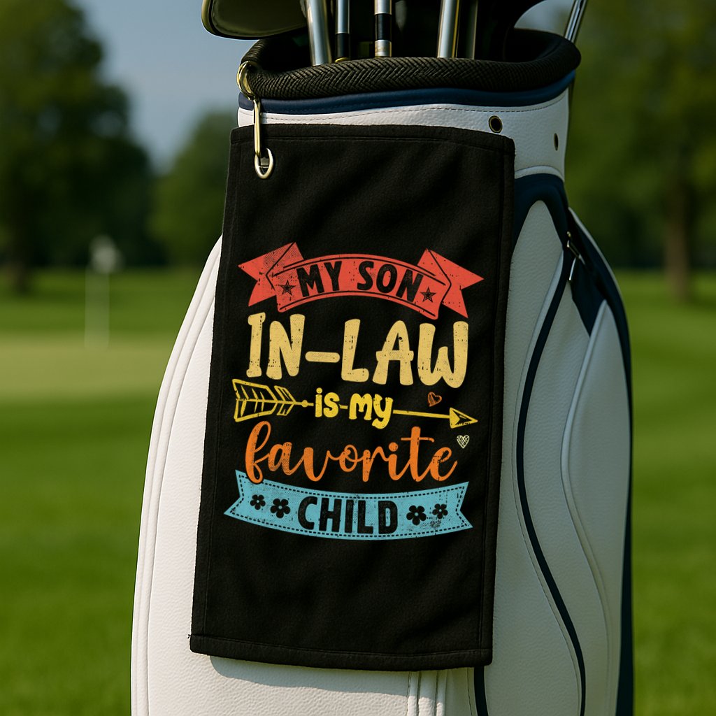 My Son In Law Is My Favorite Child Funny Retro Vintage  Golf Towel