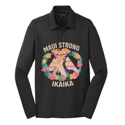 Maui Strong Ikaika Support Maui Fire Victim Silk Touch Performance Long Sleeve Polo